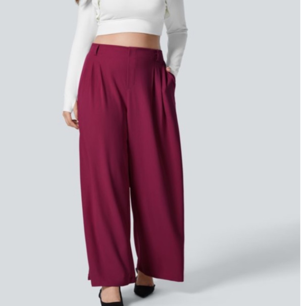 HALARA Flex high-waisted Wide-Leg waffle knit work Pants